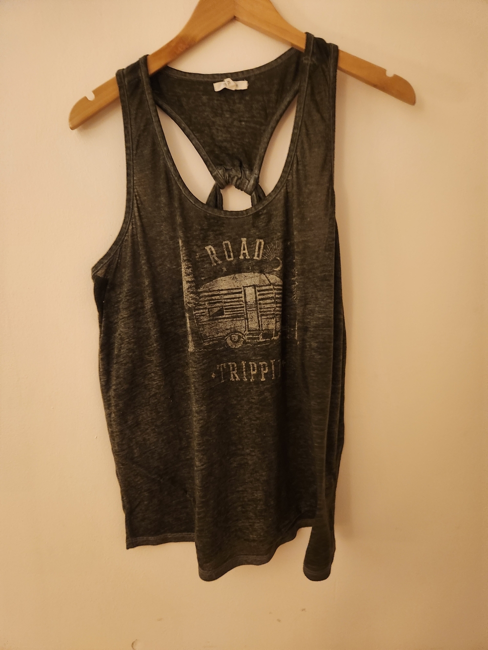 Maurices Women’s XL Road Trippin’ Graphic Racerback Tank Top Gray